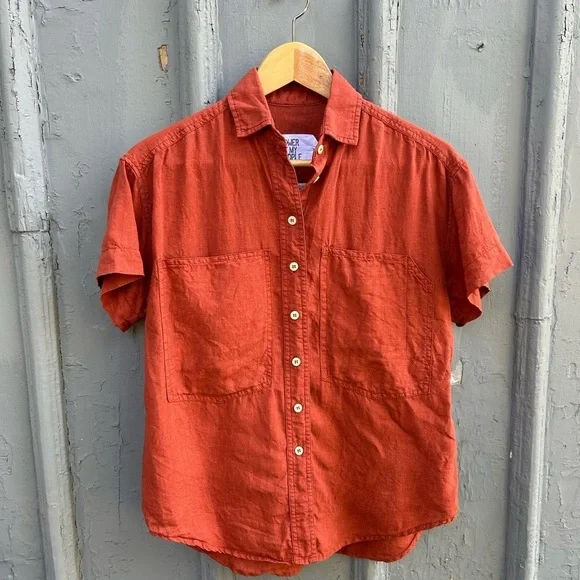 Power of my People Rust Wayward Fit Ss button up shirt, size xxs - Picture 4 of 13